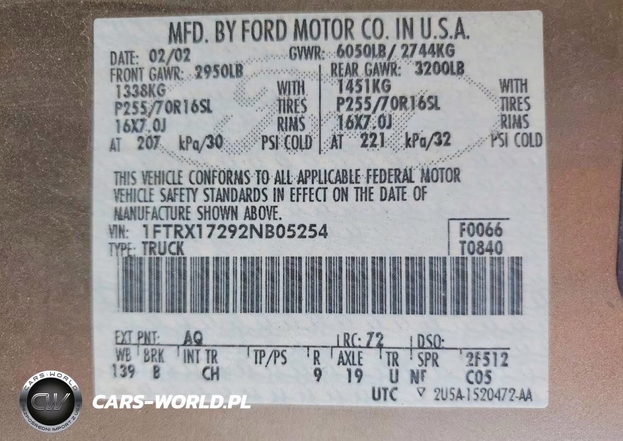 2002 Ford F150 VIN:1FTRX17292NB05254 - 12