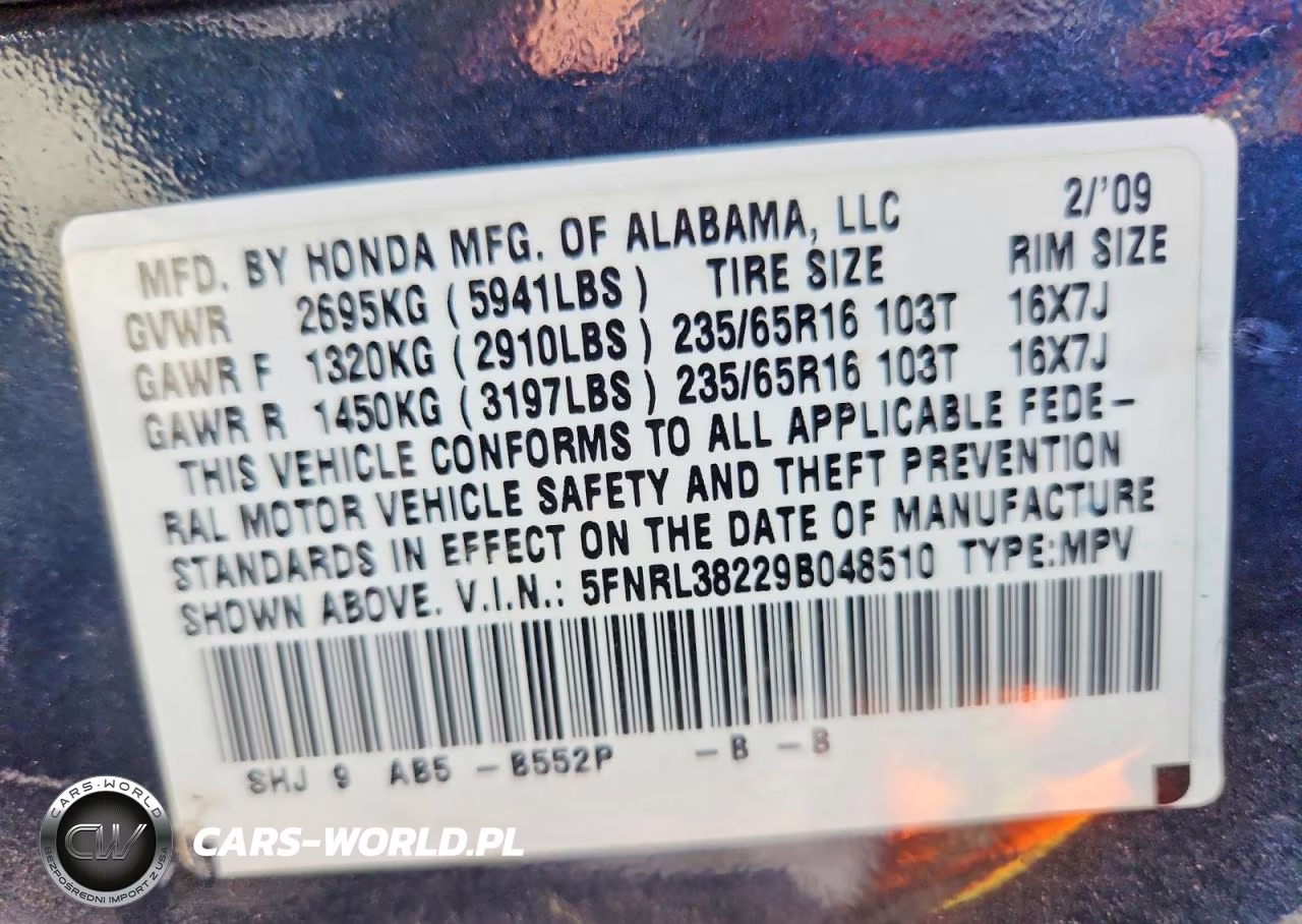 2009 Honda Odyssey Lx VIN:5FNRL38229B048510 - 14