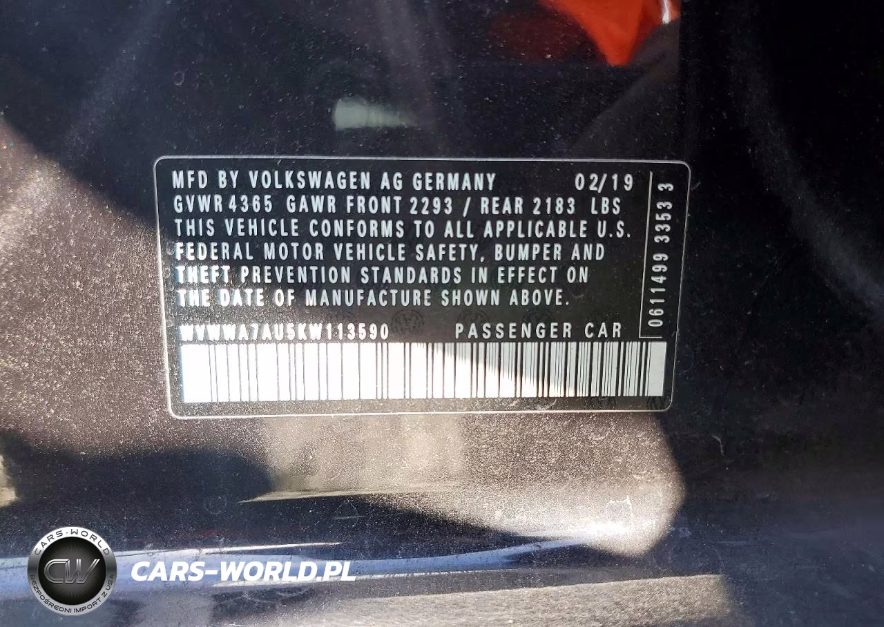 2019 Volkswagen Golf R VIN:WVWWA7AU5KW113590 - 12