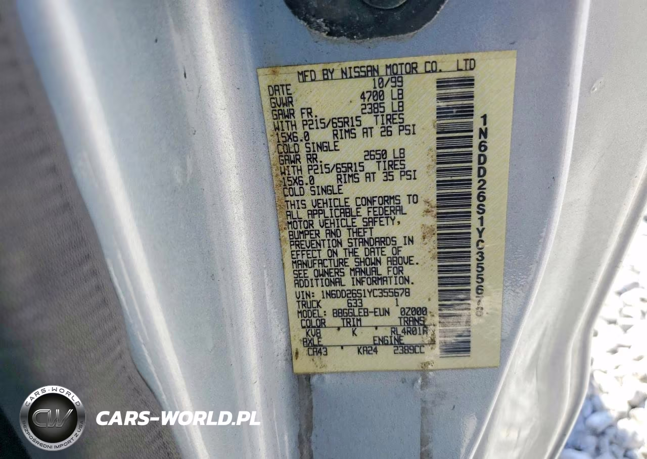 2000 Nissan Frontier King Cab Xe VIN:1N6DD26S1YC355678 - 12