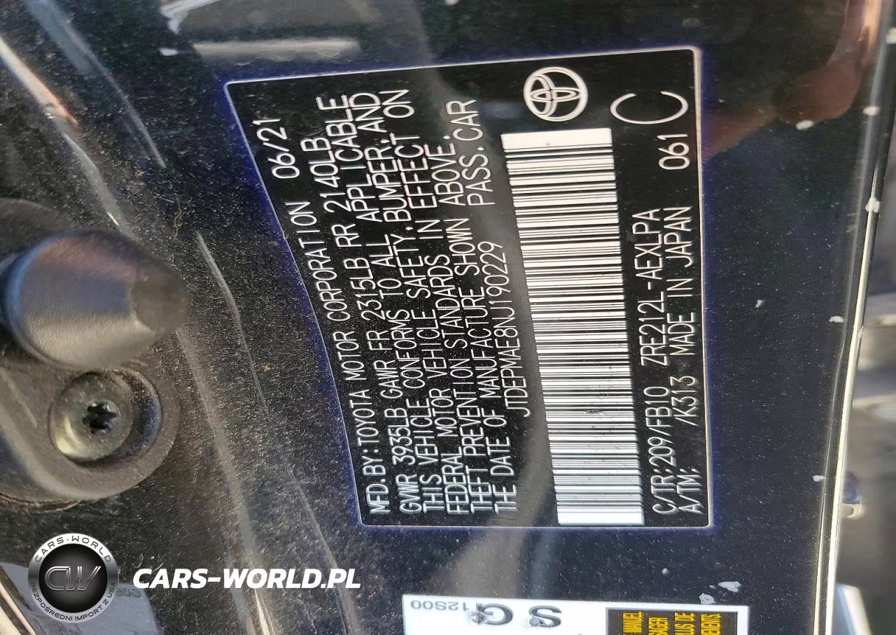 2022 Toyota Corolla Le VIN:JTDEPMAE8NJ190229 - 12