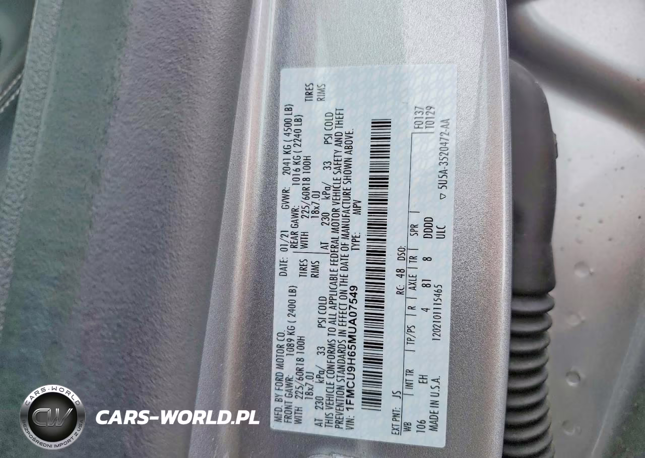 2021 Ford Escape Sel VIN:1FMCU9H65MUA07549 - 13