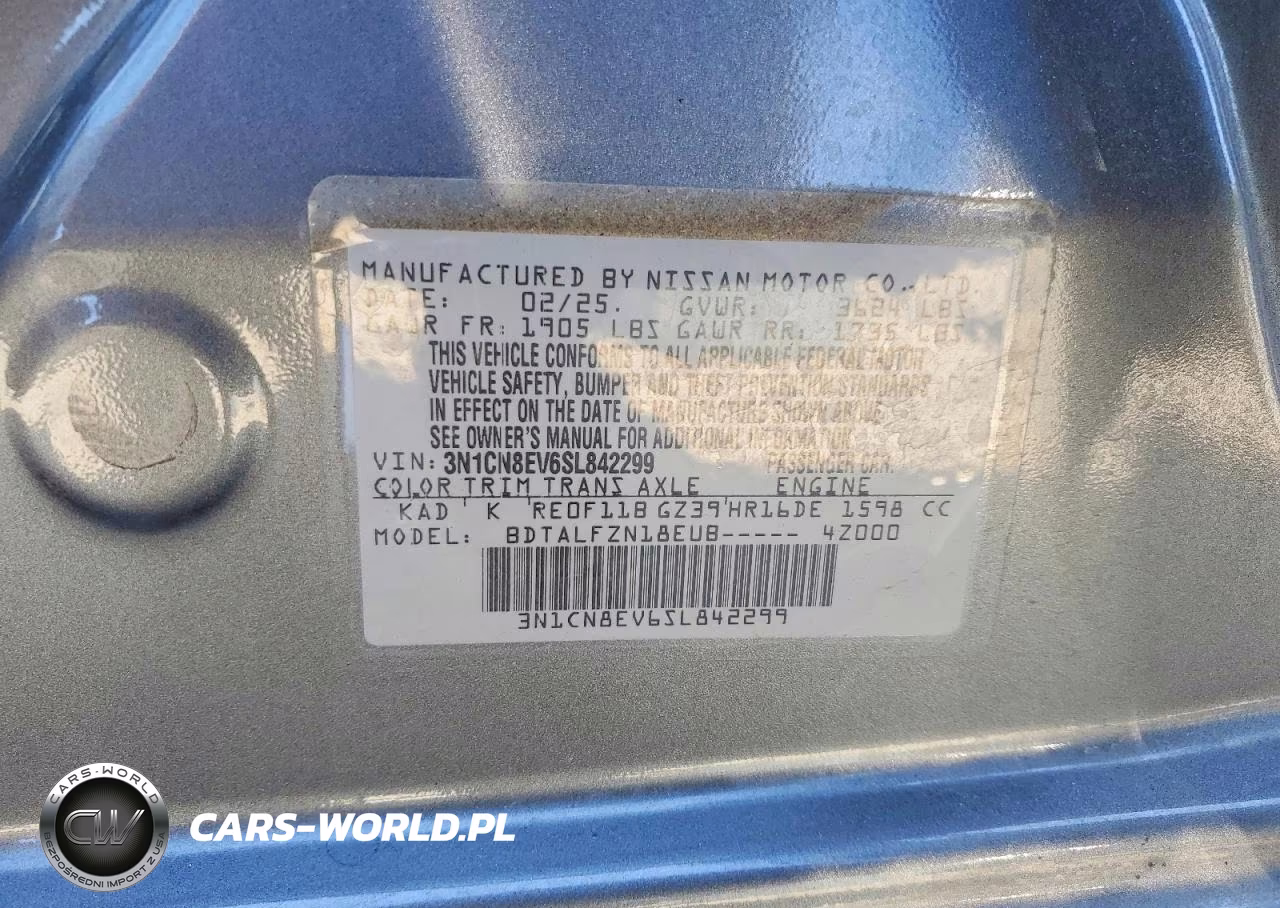 2025 Nissan Versa Sv VIN:3N1CN8EV6SL842299 - 13