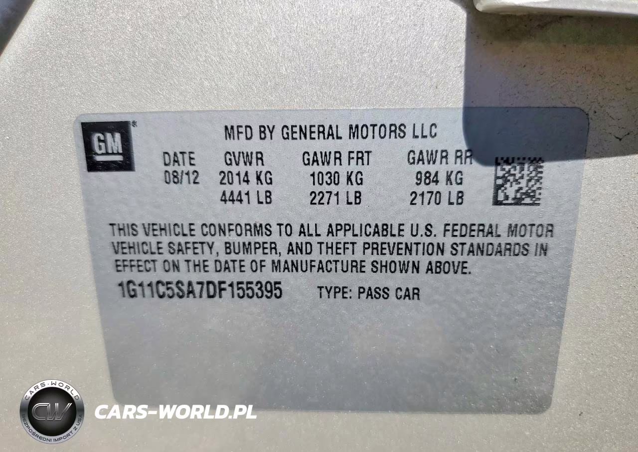 2013 Chevrolet Malibu 1Lt VIN:1G11C5SA7DF155395 - 12