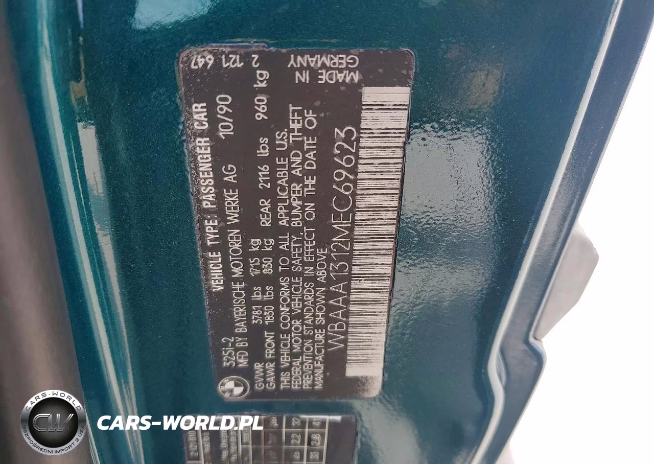1991 BMW 325 I VIN:WBAAA1312MEC69623 - 12