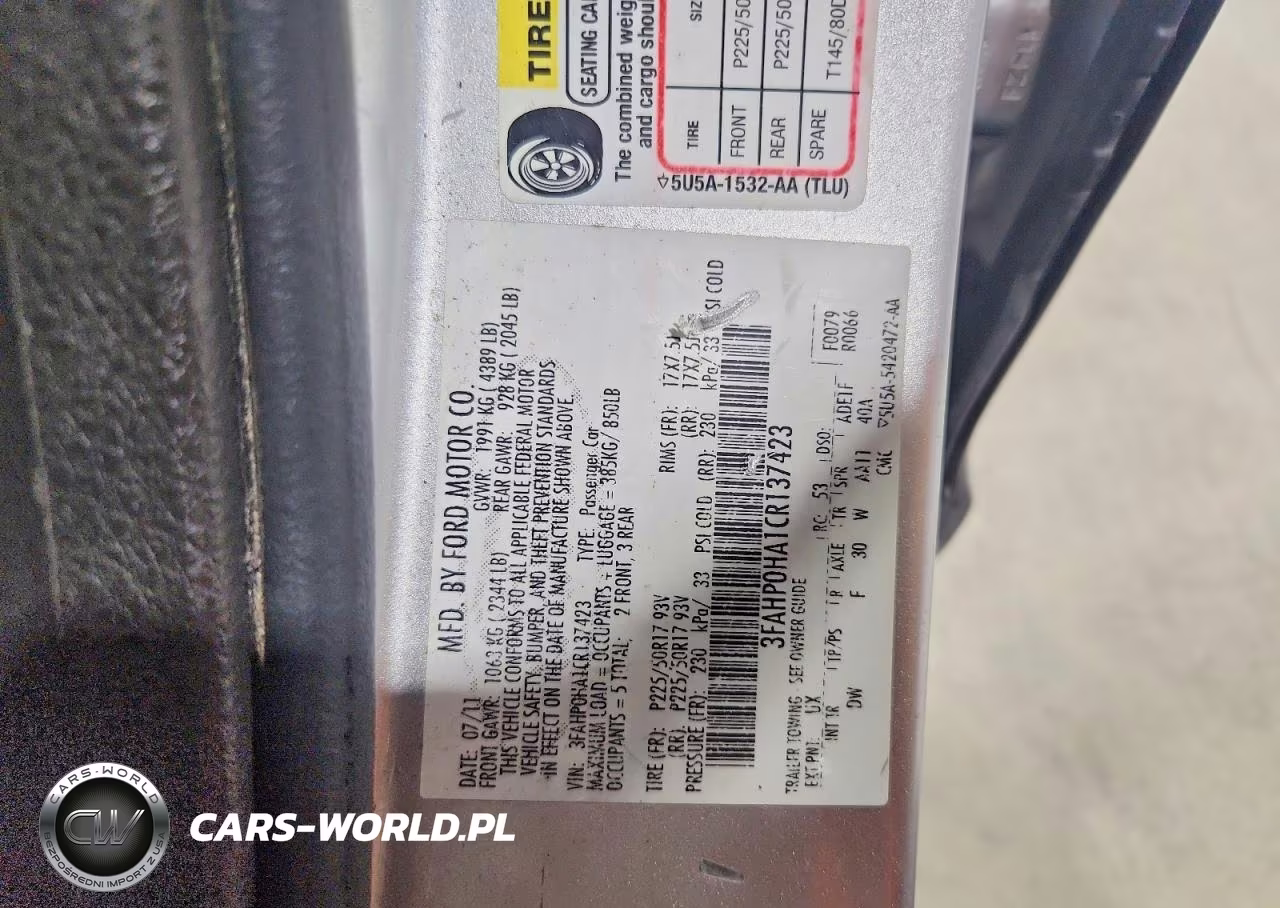 2012 Ford Fusion VIN:3FAHP0HA1CR137423 - 13