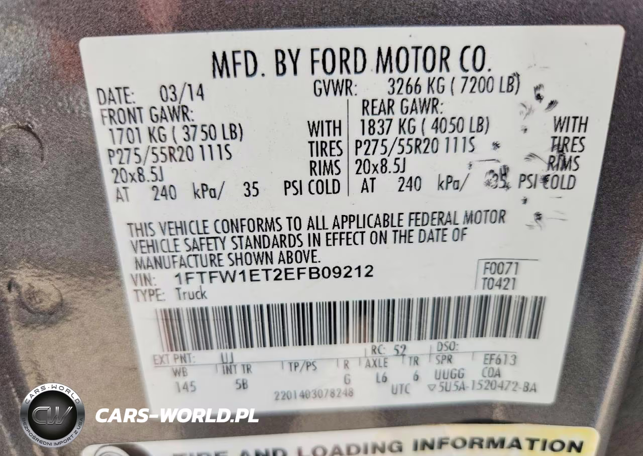 2014 Ford F150 Supercrew VIN:1FTFW1ET2EFB09212 - 12