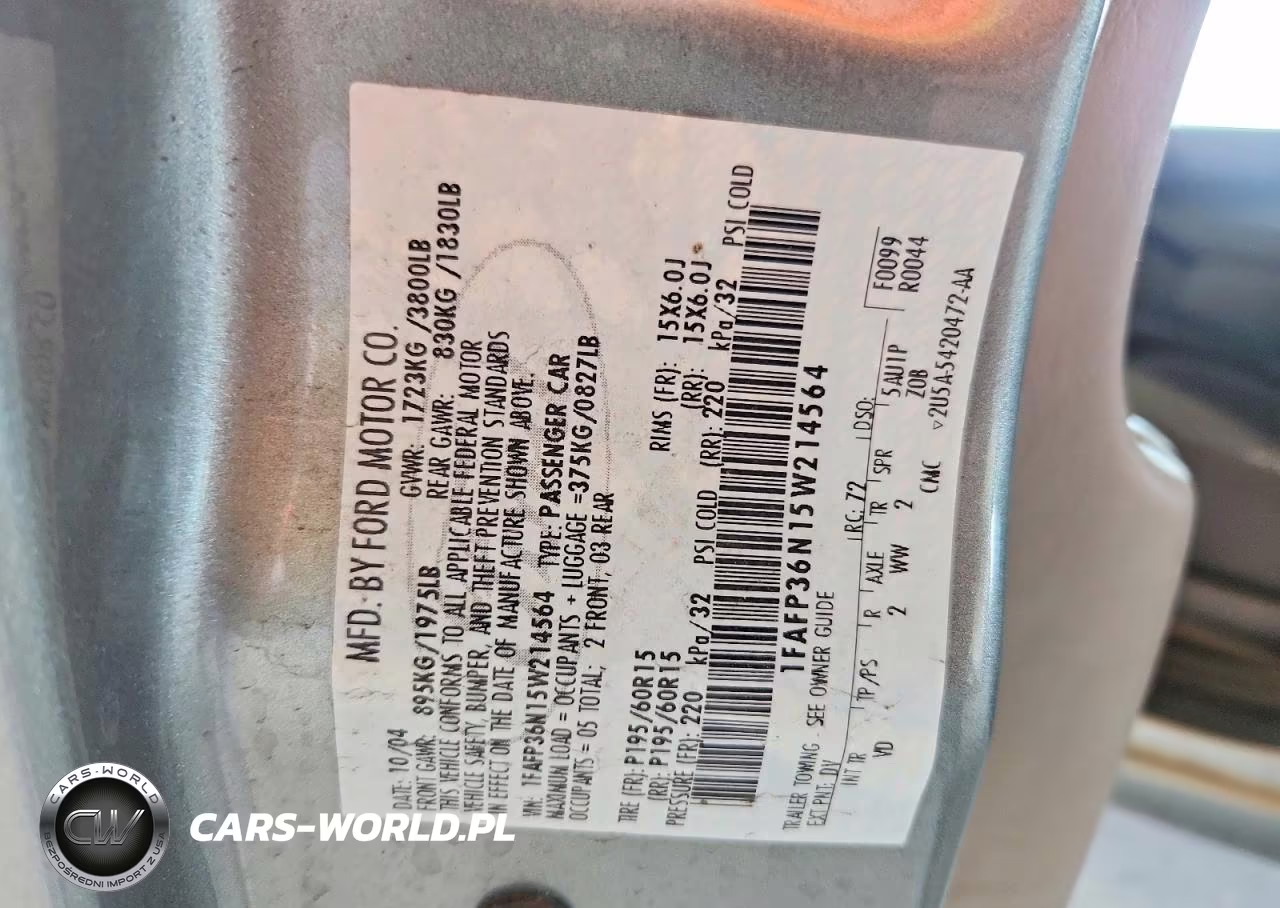 2005 Ford Focus Zxw VIN:1FAFP36N15W214564 - 12