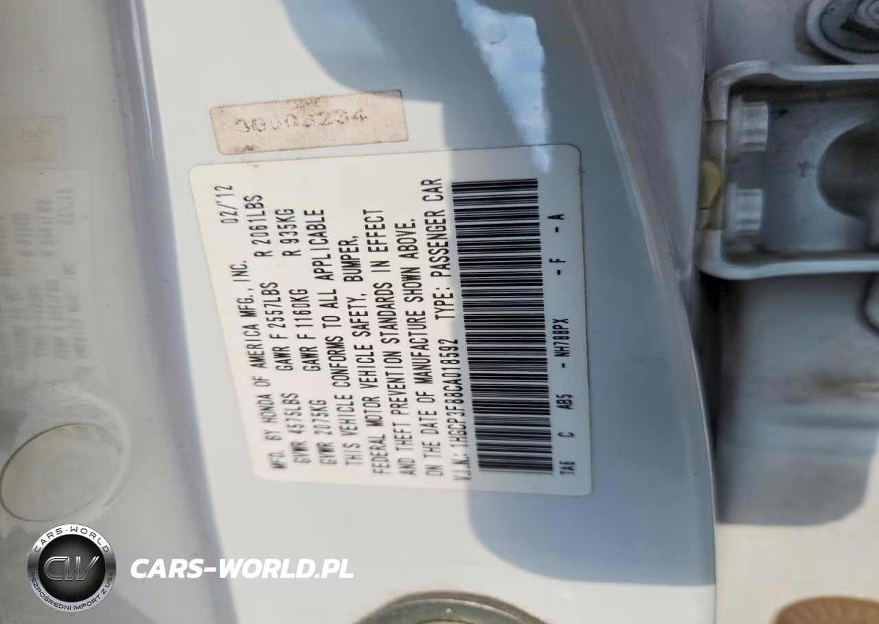 2012 Honda Accord Exl VIN:1HGCP3F88CA018592 - 12