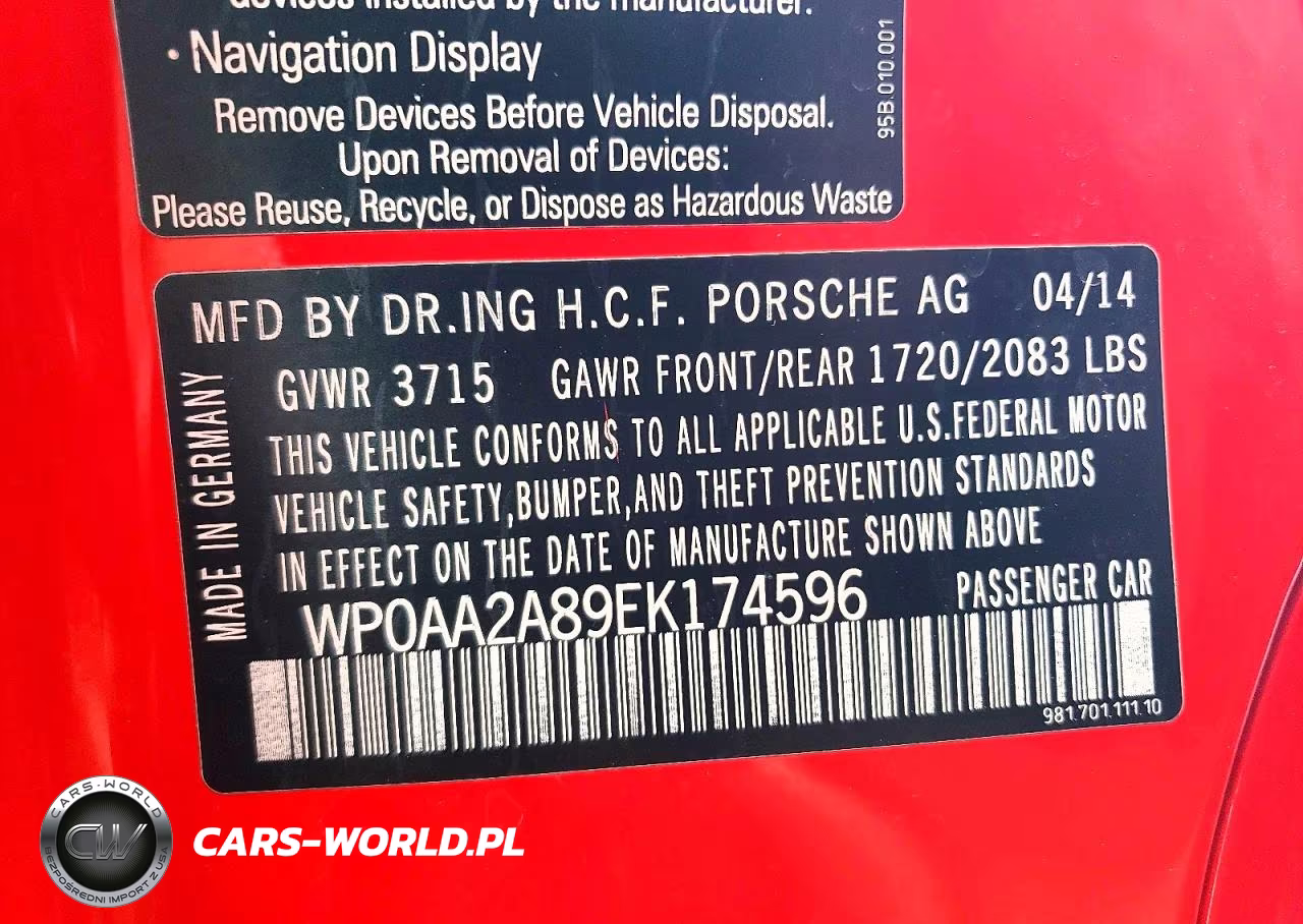 2014 Porsche Cayman VIN:WP0AA2A89EK174596 - 12