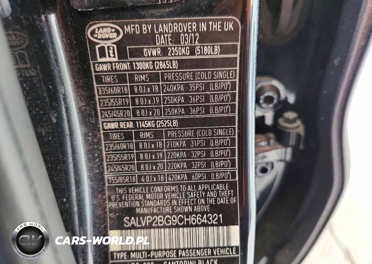 2012 Land Rover Range Rover Evoque Pure Plus VIN:SALVP2BG9CH664321 - 13