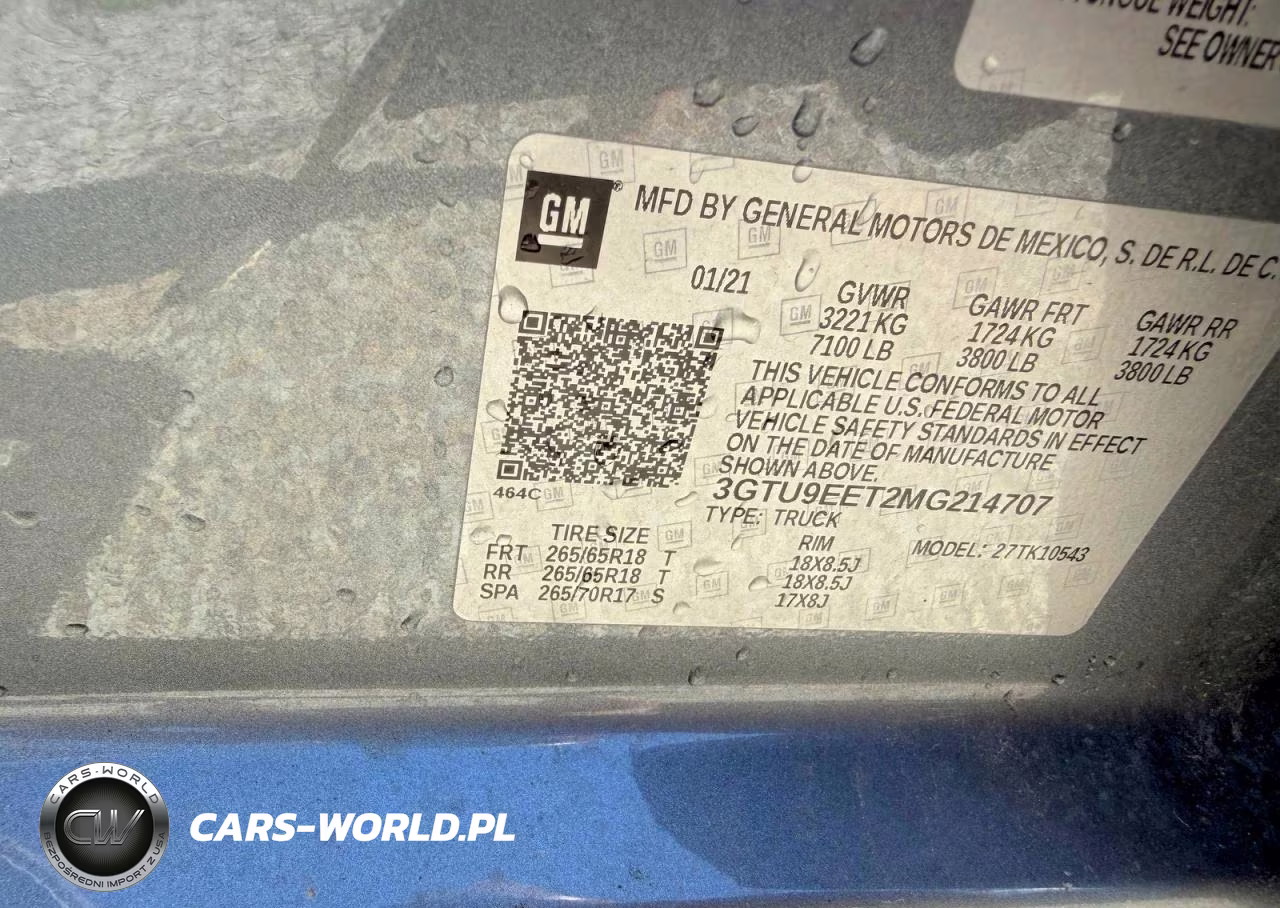 2021 GMC Sierra K1500 At4 VIN:3GTU9EET2MG214707 - 10