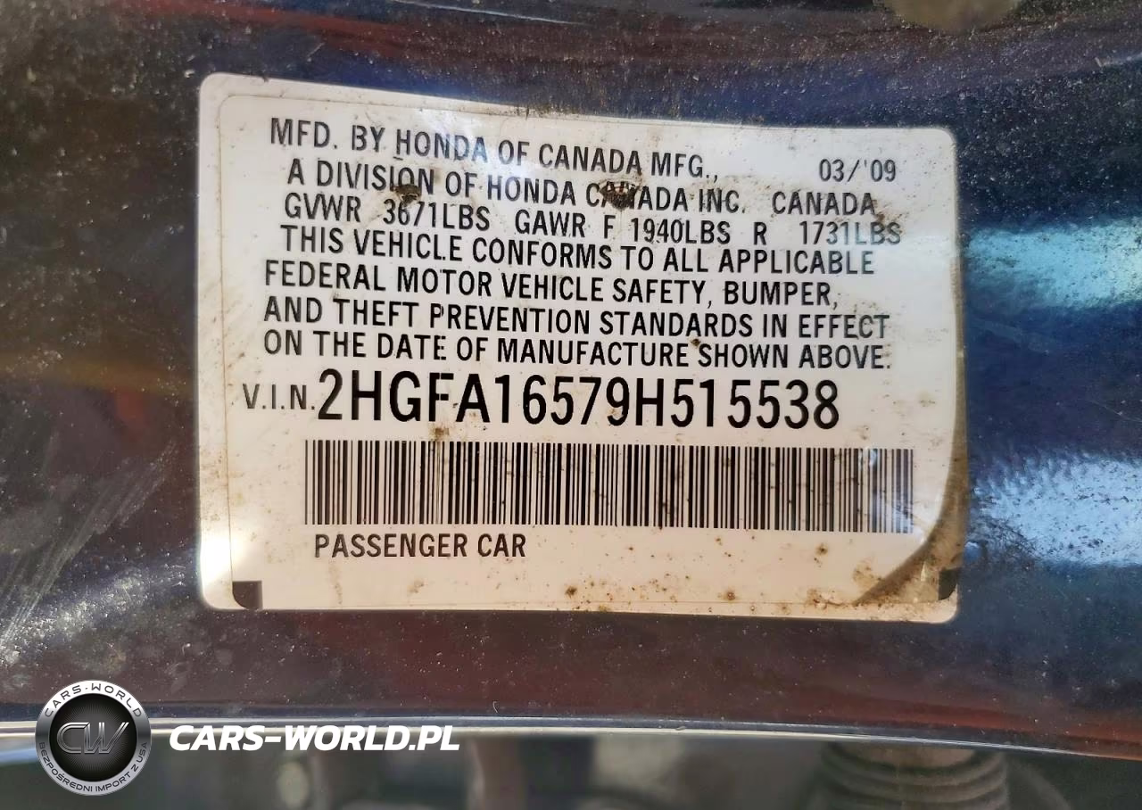 2009 Honda Civic Lx VIN:2HGFA16579H515538 - 12