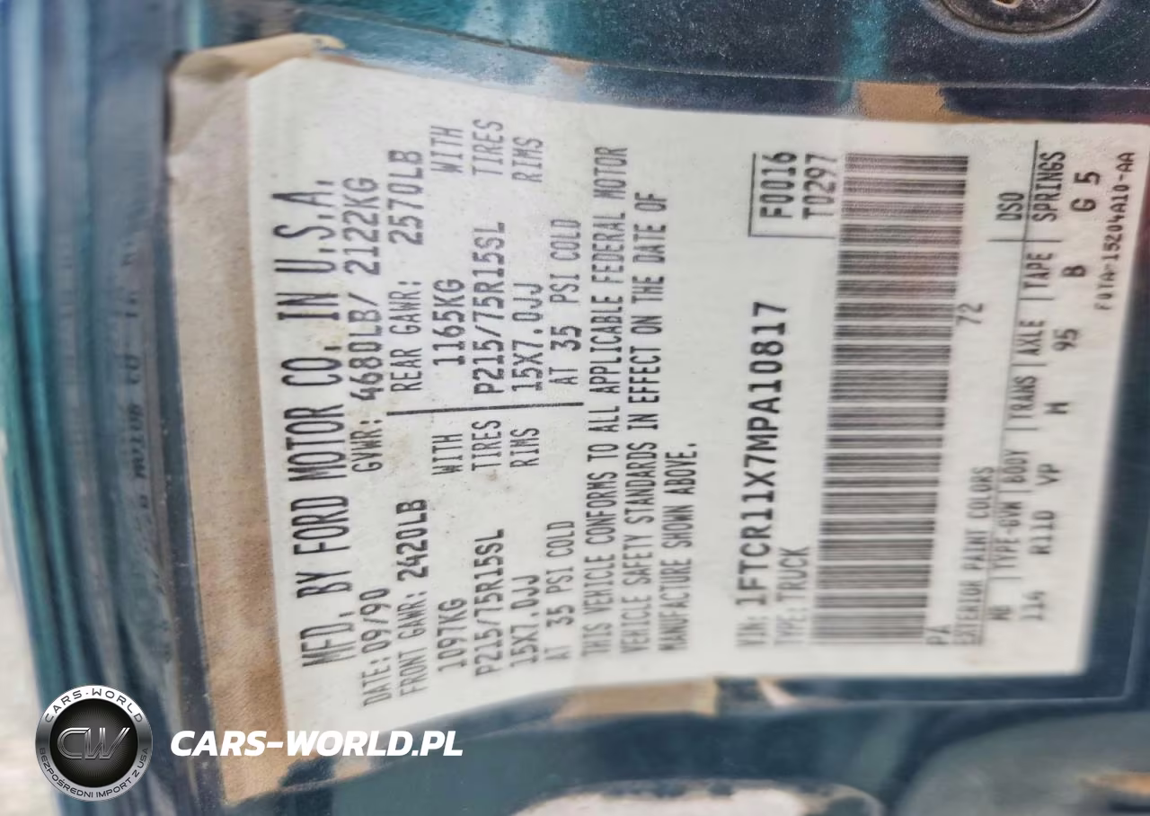 1991 Ford Ranger VIN:1FTCR11X7MPA10817 - 12