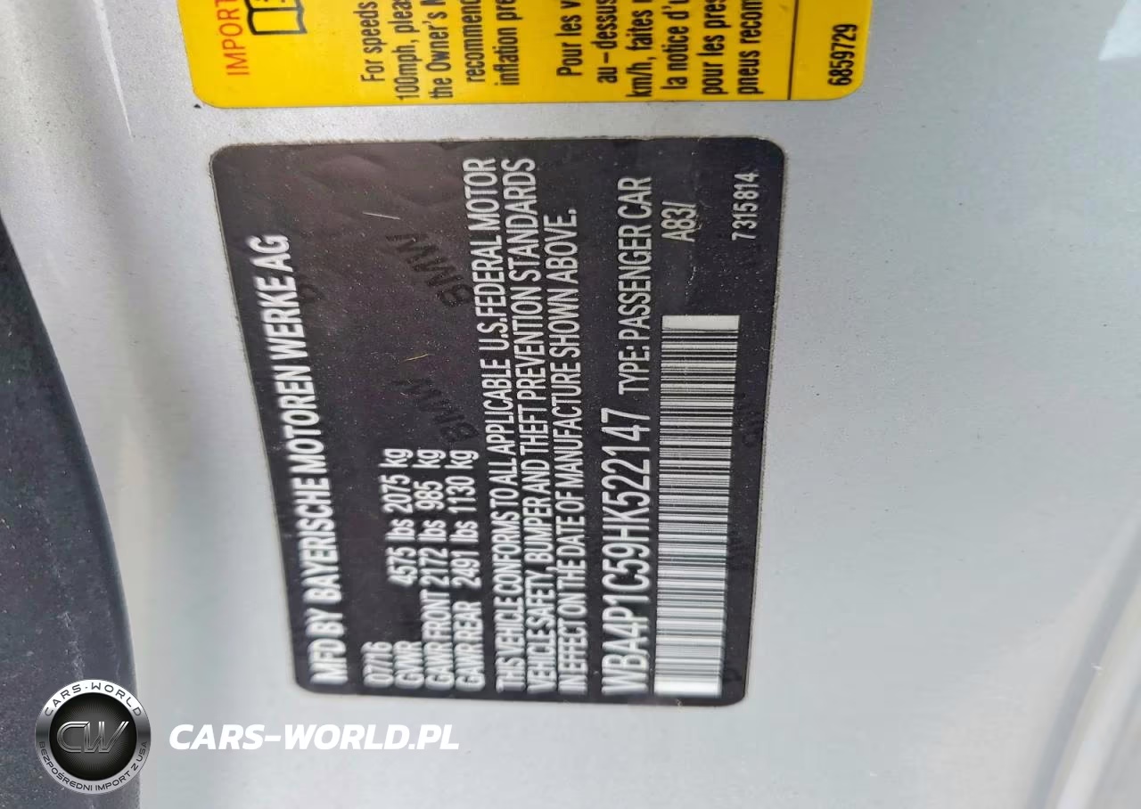 2017 BMW 440I VIN:WBA4P1C59HK522147 - 12