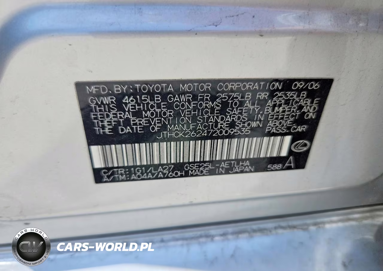 2007 Lexus Is 250 VIN:JTHCK262472009535 - 12