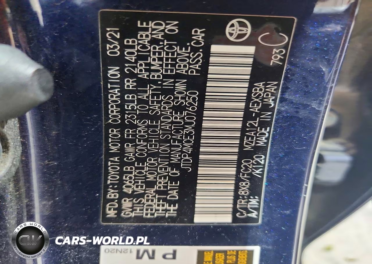 2021 Toyota Corolla Se VIN:JTDP4MCE3MJ076250 - 12