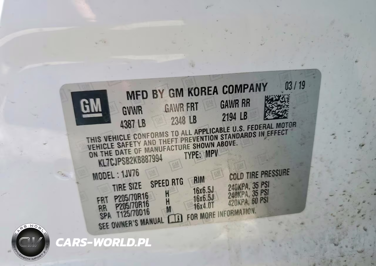 2019 Chevrolet Trax 1Lt VIN:KL7CJPSB2KB887994 - 13