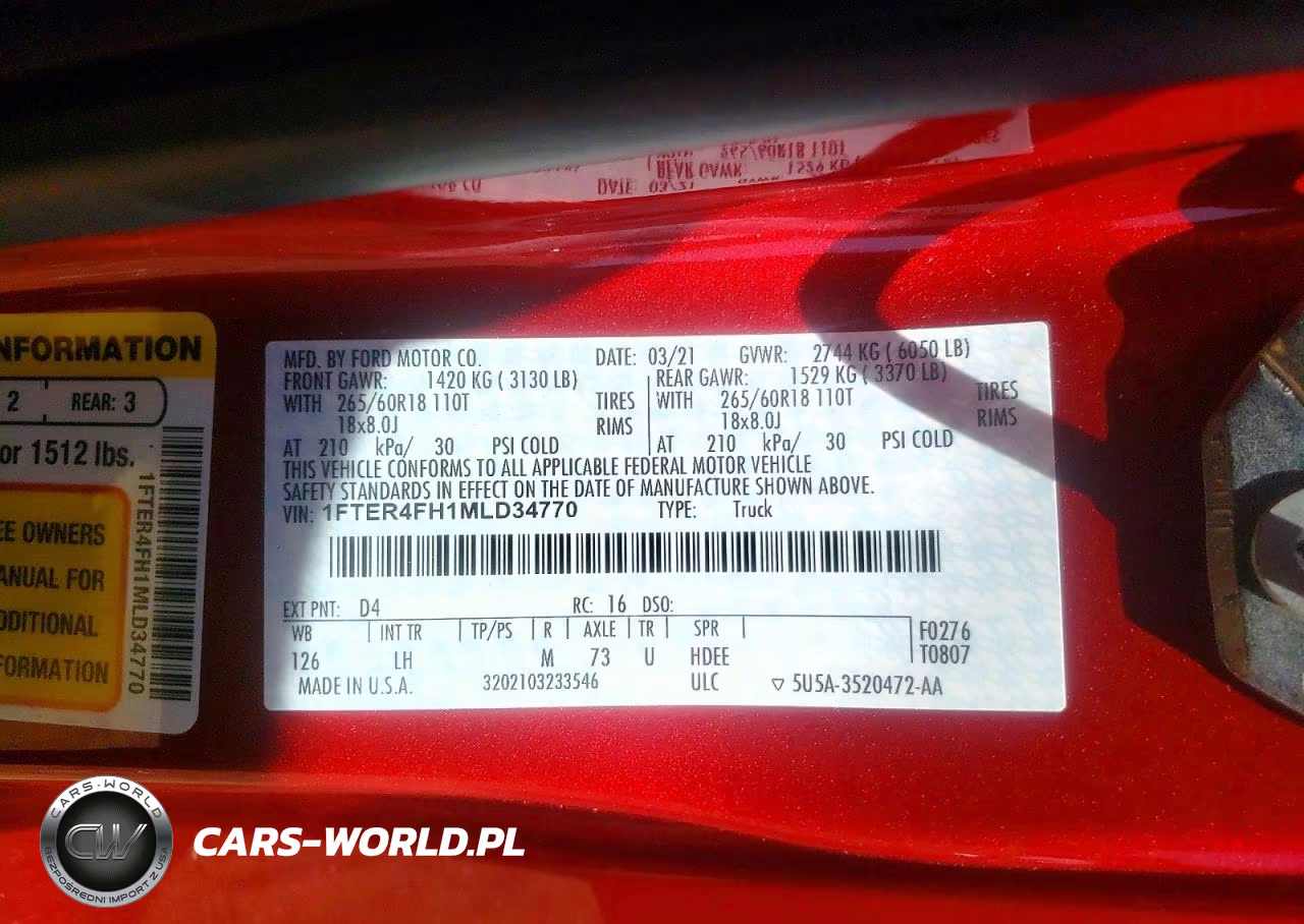 2021 Ford Ranger Xl VIN:1FTER4FH1MLD34770 - 12