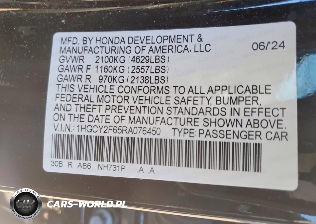 2024 Honda Accord Hybrid Exl VIN:1HGCY2F65RA076450 - 12