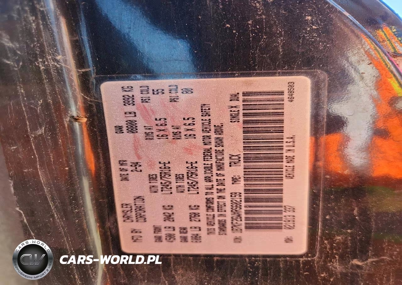 1994 Dodge Ram 2500 VIN:1B7KF26WXRS602159 - 12