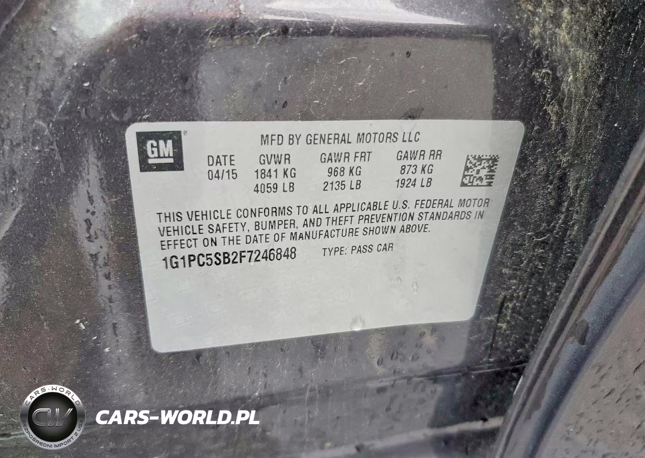 2015 Chevrolet Cruze Lt VIN:1G1PC5SB2F7246848 - 12