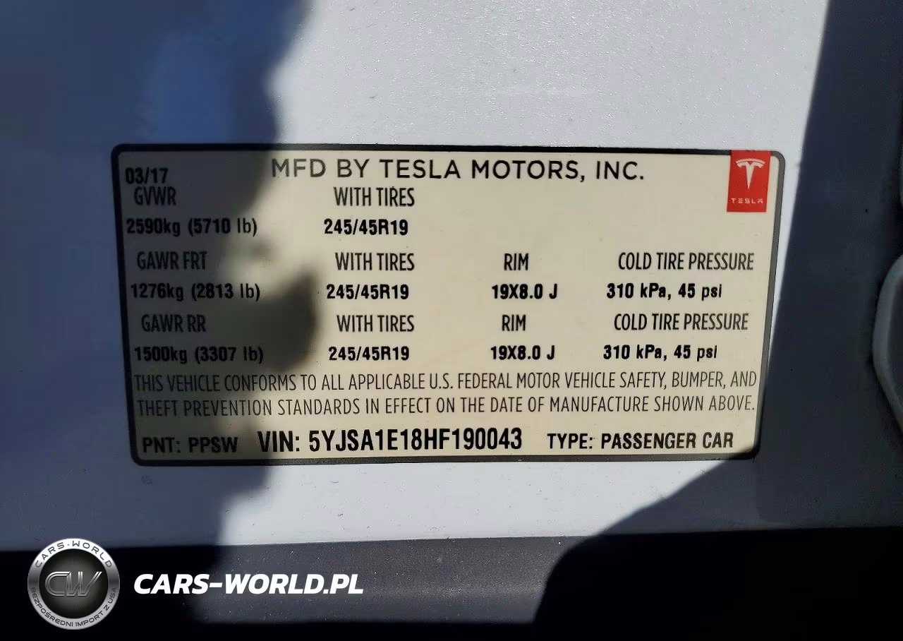 2017 Tesla Model S VIN:5YJSA1E18HF190043 - 12