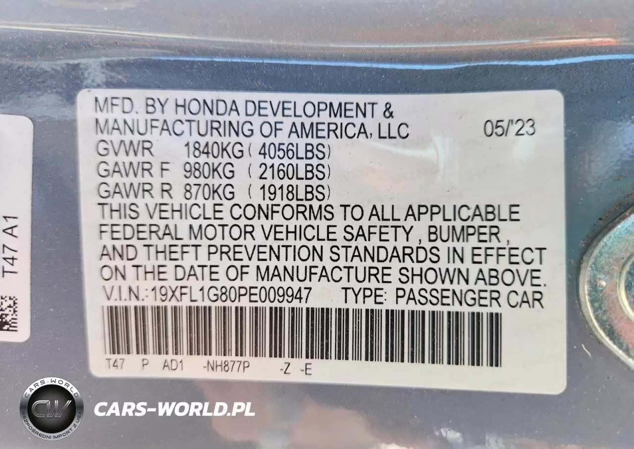 2023 Honda Civic Sport Touring VIN:19XFL1G80PE009947 - 12