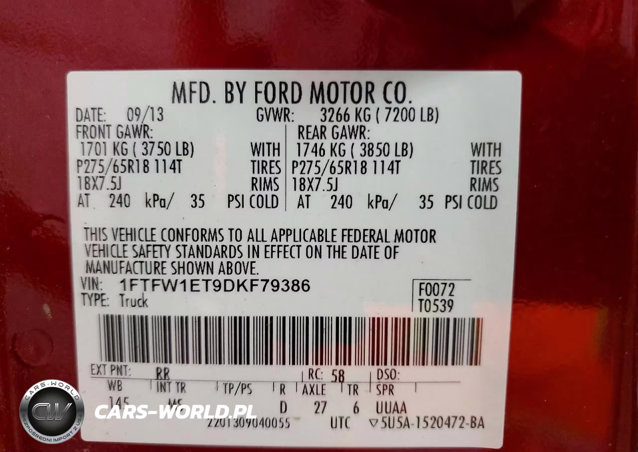 2013 Ford F150 Xlt VIN:1FTFW1ET9DKF79386 - 12