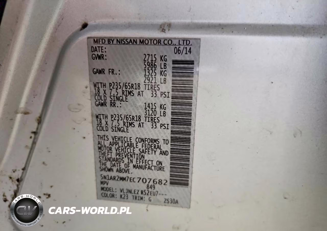 2014 Nissan Pathfinder Sv VIN:5N1AR2MM7EC707682 - 13