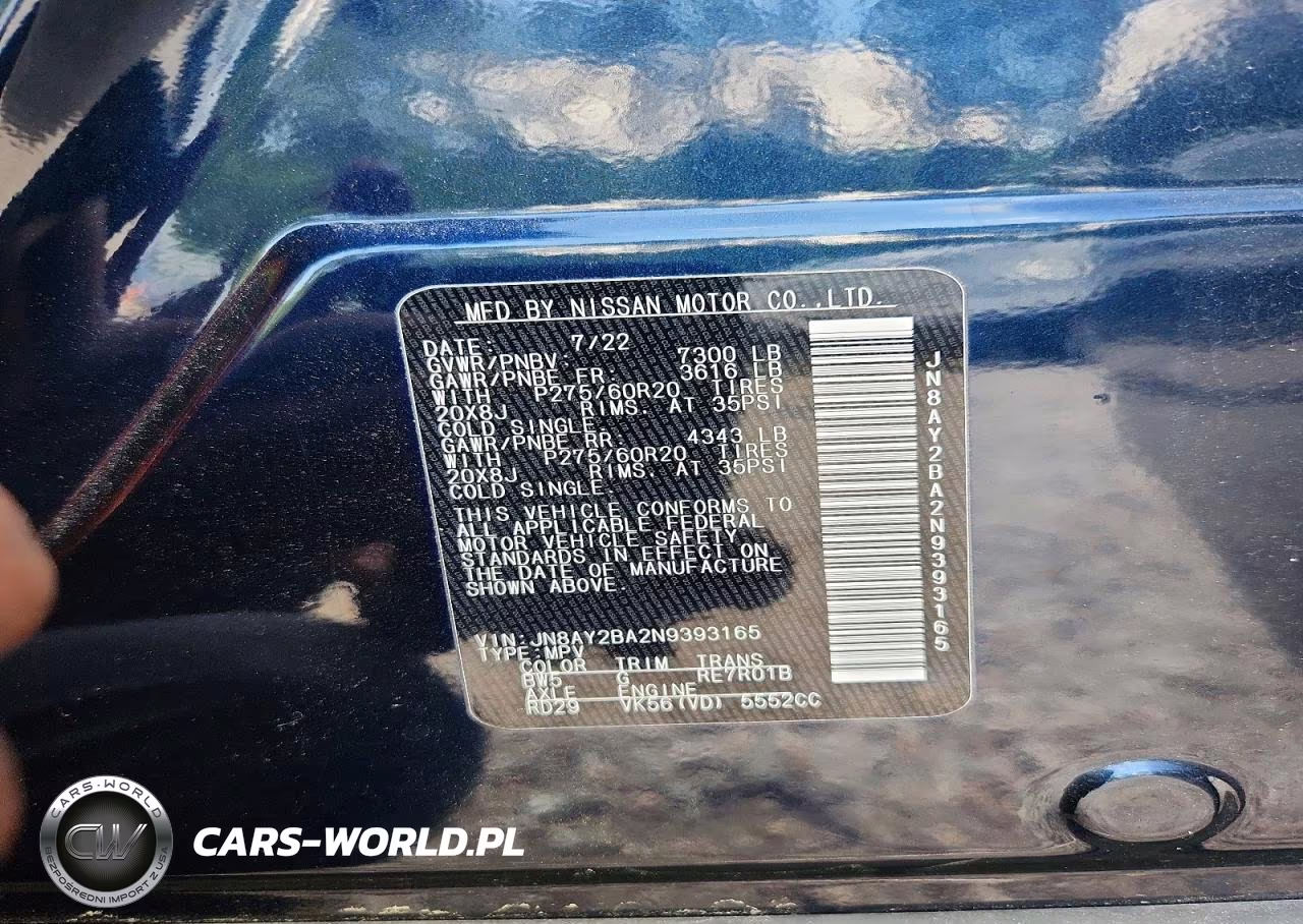 2022 Nissan Armada Sl VIN:JN8AY2BA2N9393165 - 12