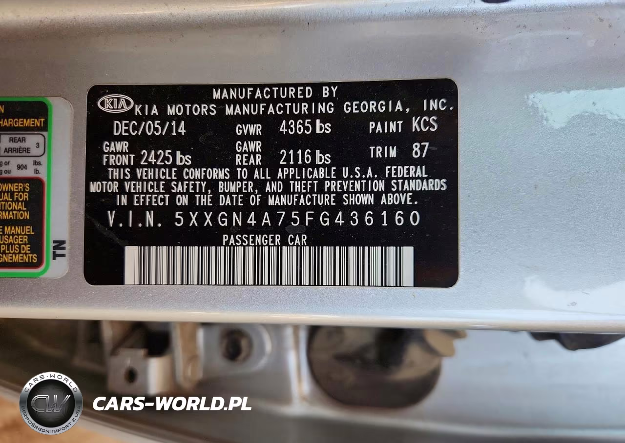 2015 Kia Optima Ex VIN:5XXGN4A75FG436160 - 12