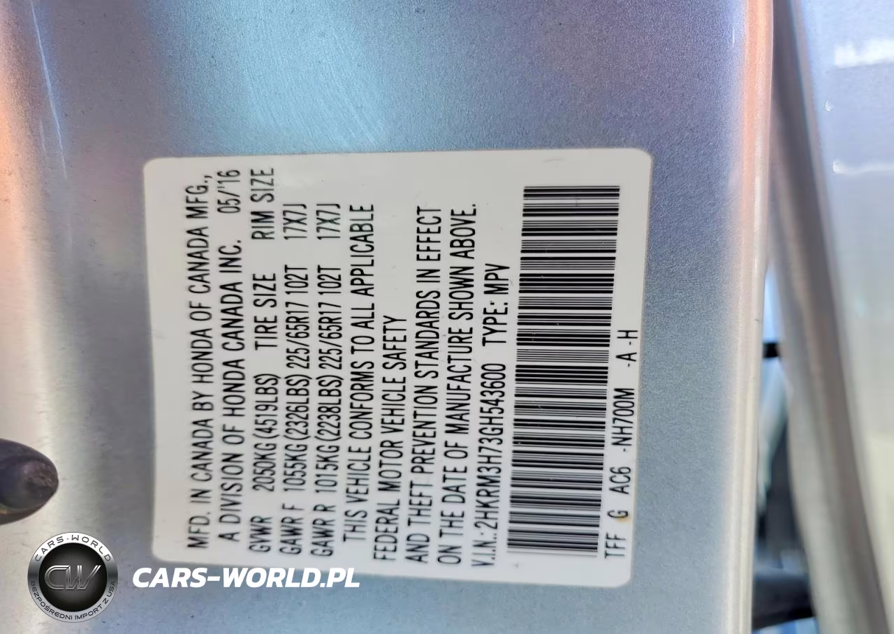 2016 Honda Cr-V Exl VIN:2HKRM3H73GH543600 - 14