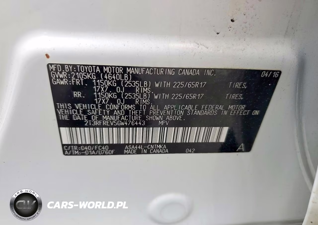 2016 Toyota Rav4 Xle VIN:2T3RFREV5GW476443 - 13