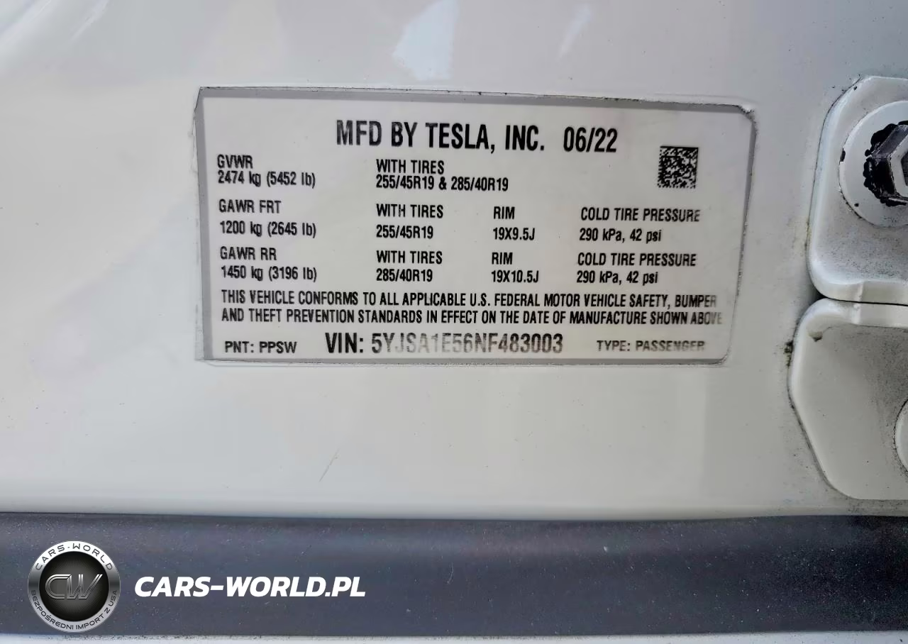 2022 Tesla Model S VIN:5YJSA1E56NF483003 - 12