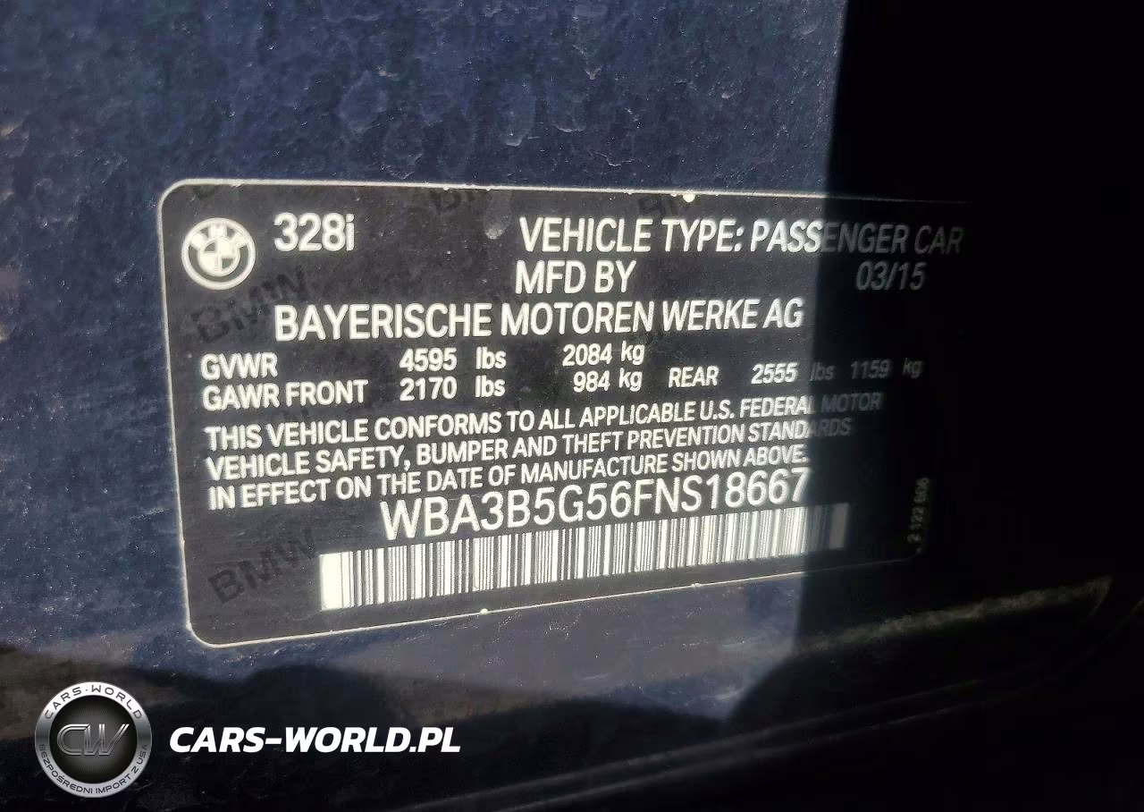 2015 BMW 328 Xi Sulev VIN:WBA3B5G56FNS18667 - 12