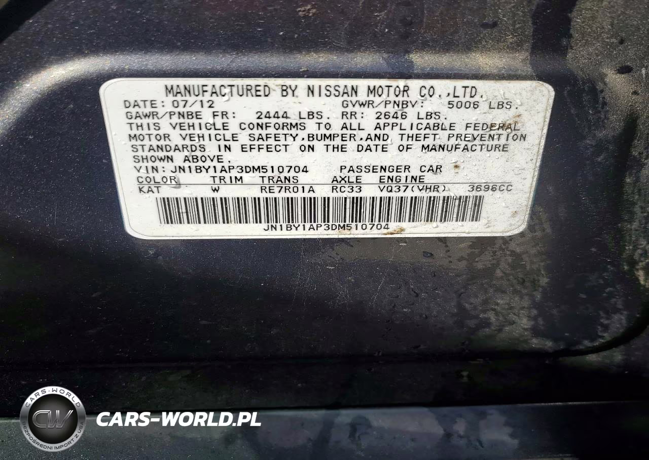 2013 Infiniti M37 Base VIN:JN1BY1AP3DM510704 - 13
