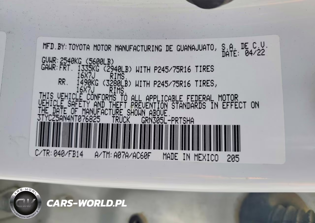 2022 Toyota Tacoma Sr V6 VIN:3TYCZ5AN4NT076825 - 12