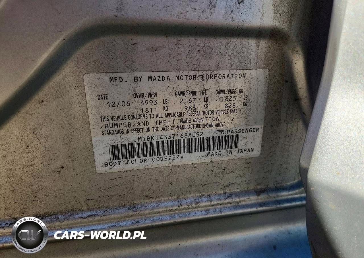 2007 Mazda 3 Hatchback VIN:JM1BK143371688092 - 13
