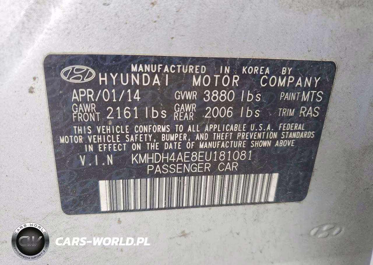 2014 Hyundai Elantra Se VIN:KMHDH4AE8EU181081 - 12