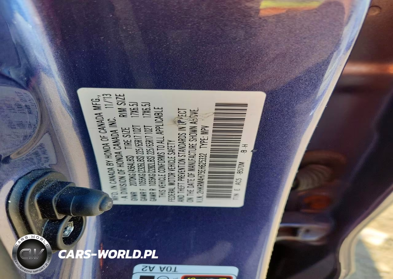2014 Honda Cr-V Exl VIN:2HKRM4H75EH625332 - 13