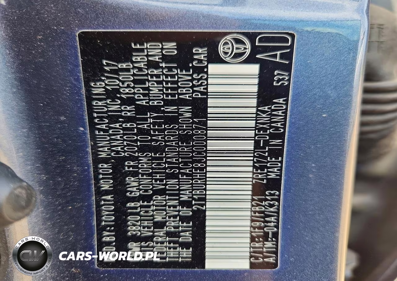 2018 Toyota Corolla Le VIN:2T1BURHE8JC000871 - 12