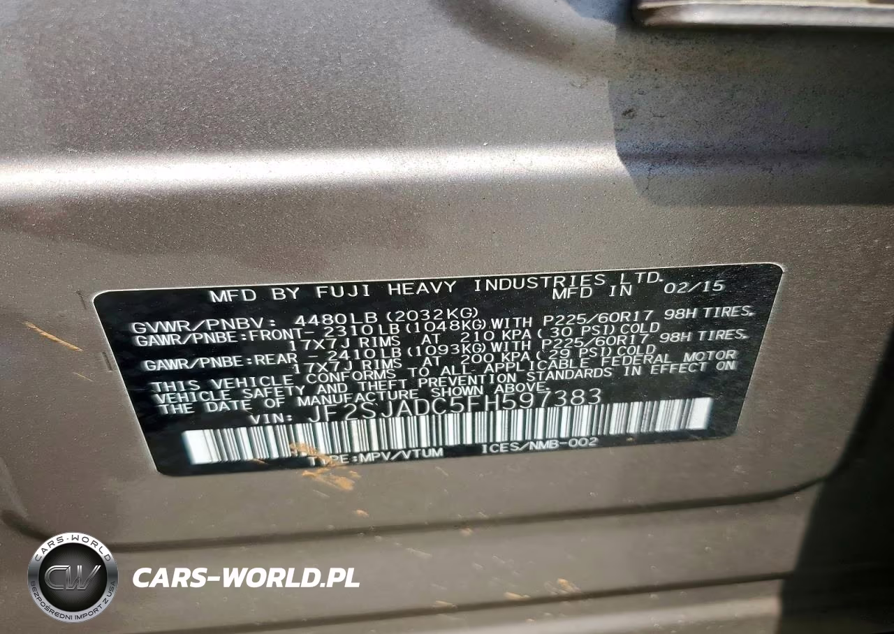 2015 Subaru Forester 2.5I Premium VIN:JF2SJADC5FH597383 - 13