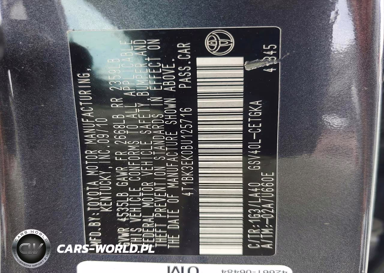 2011 Toyota Camry VIN:4T1BK3EK0BU125716 - 12