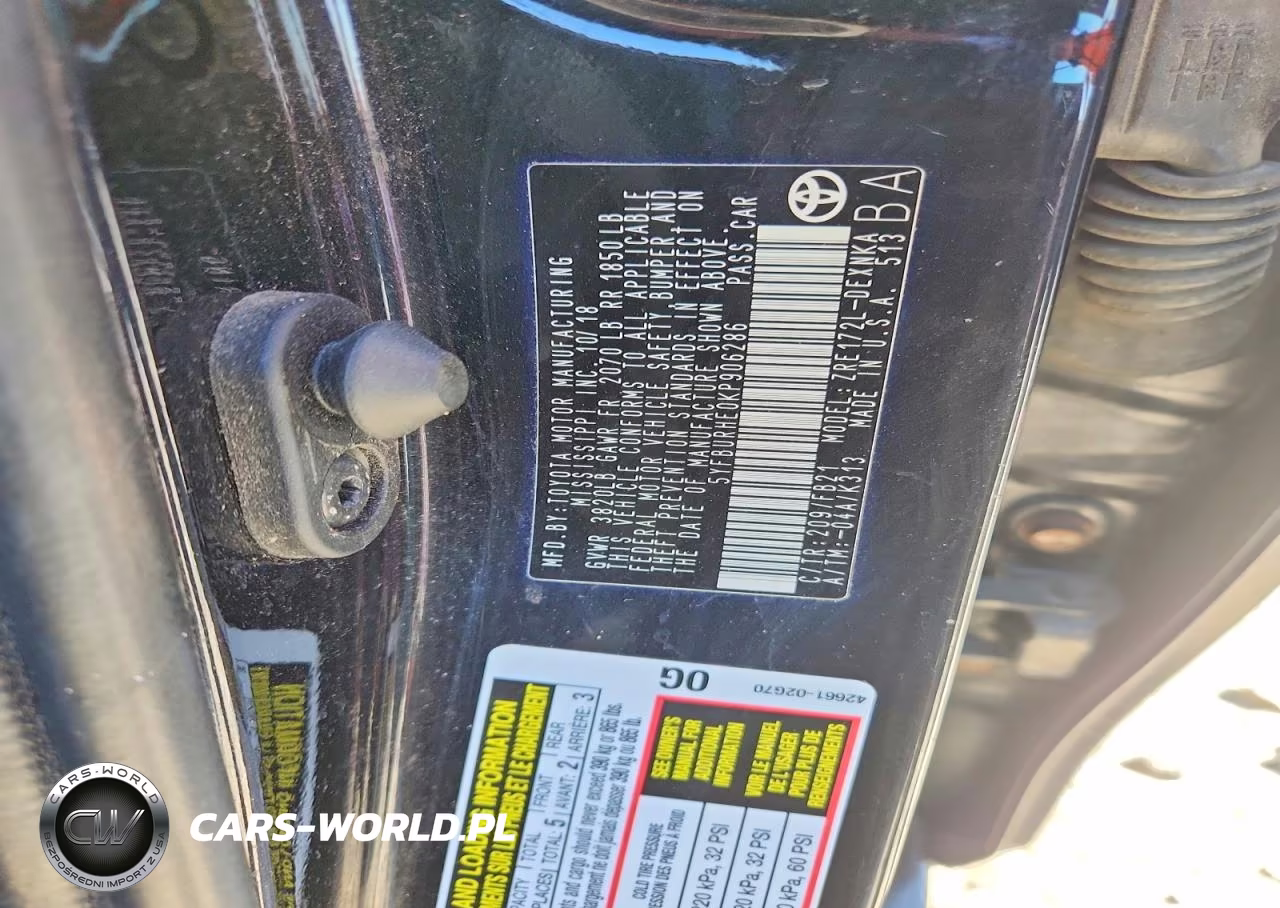 2019 Toyota Corolla Le VIN:5YFBURHE0KP906286 - 12
