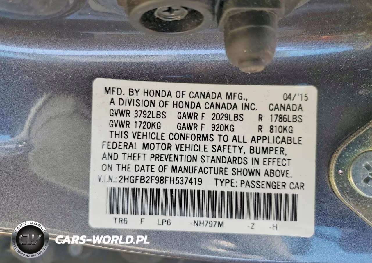 2015 Honda Civic Exl VIN:2HGFB2F98FH537419 - 12