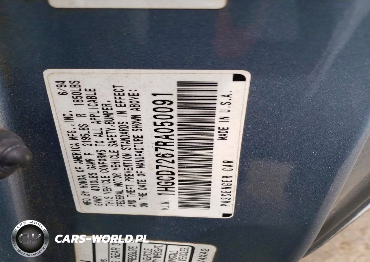 1994 Honda Accord Ex VIN:1HGCD7267RA050091 - 12