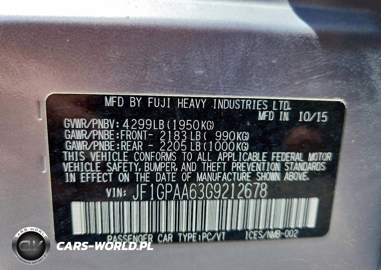 2016 Subaru Impreza VIN:JF1GPAA63G9212678 - 13