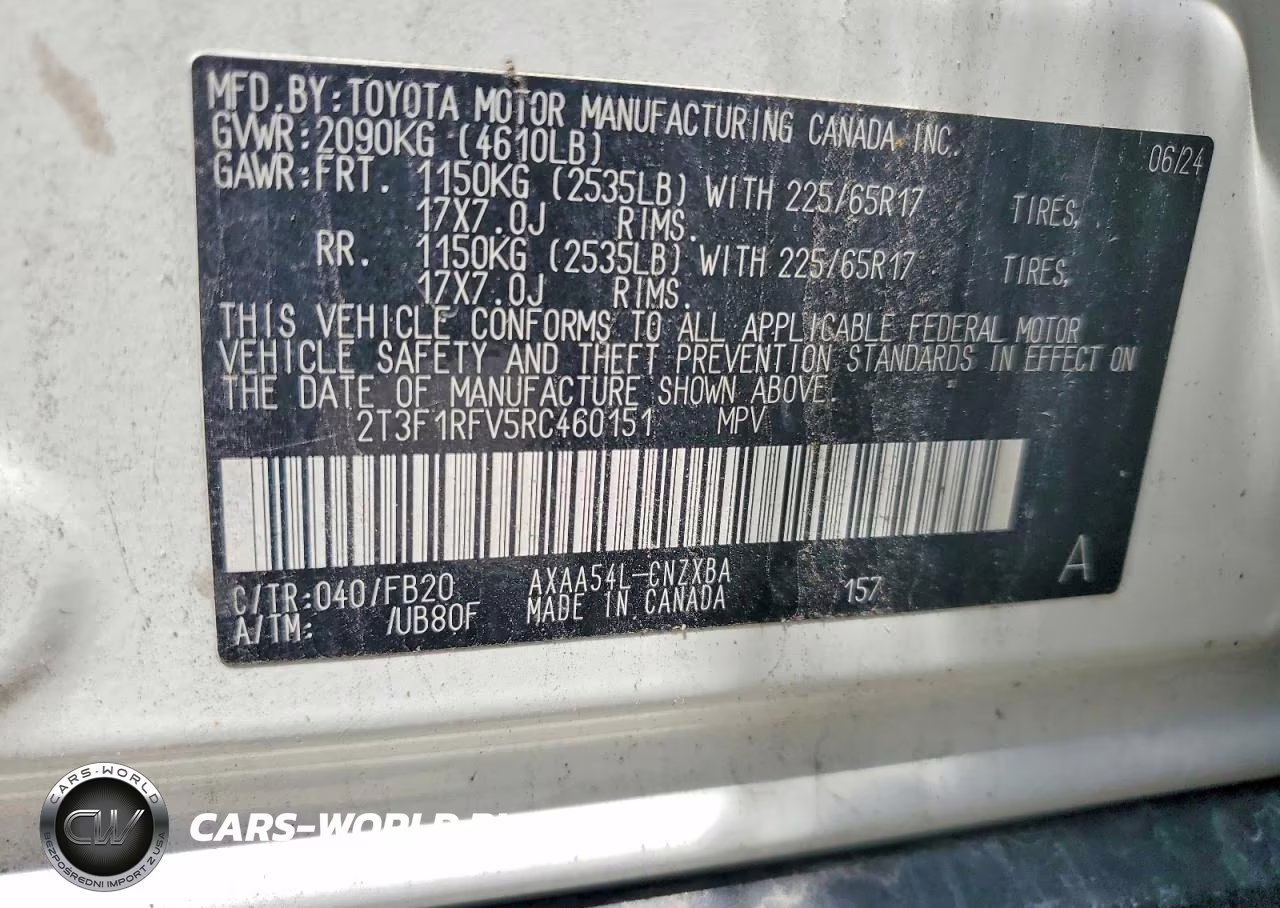 2024 Toyota Rav4 Le VIN:2T3F1RFV5RC460151 - 12