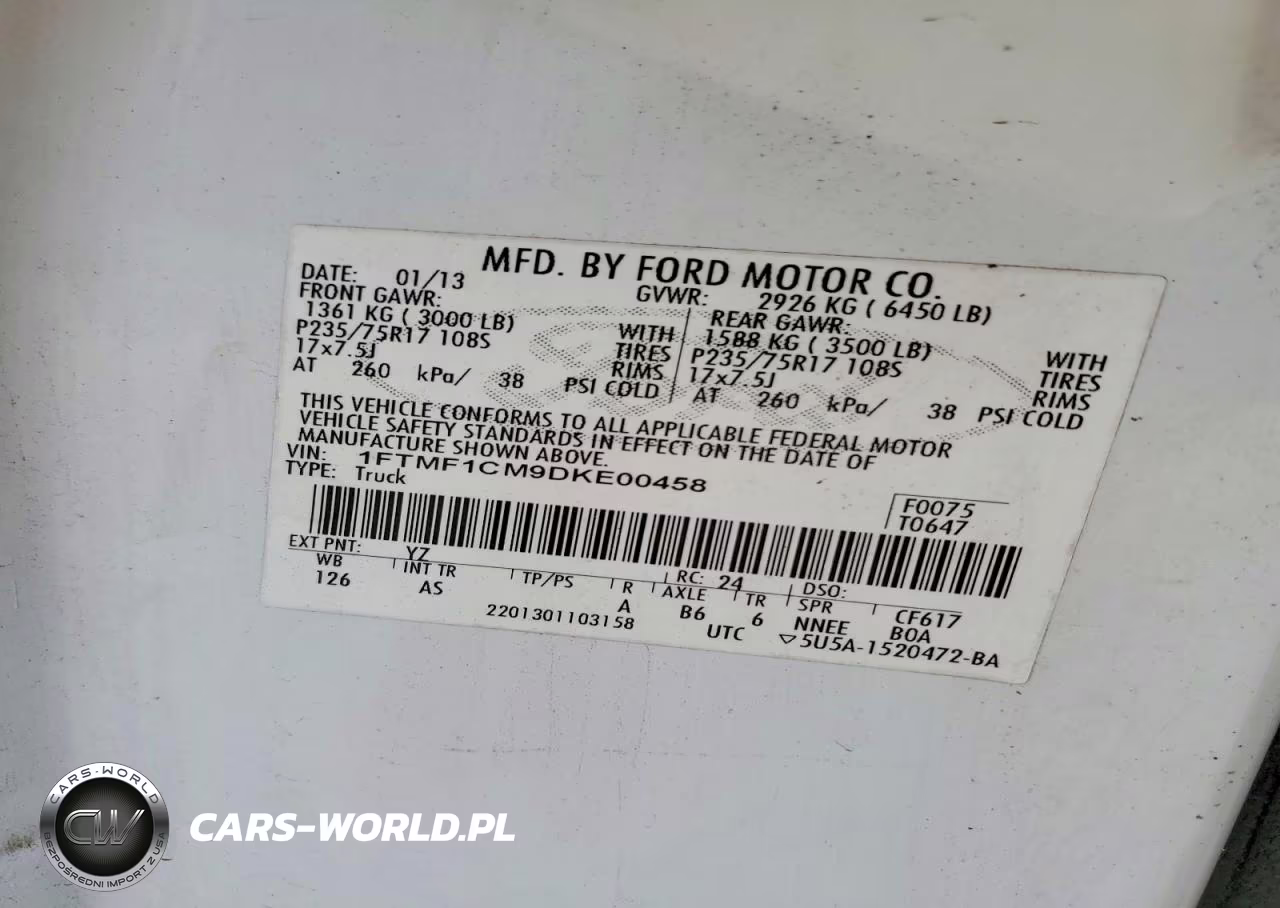 2013 Ford F150 VIN:1FTMF1CM9DKE00458 - 12